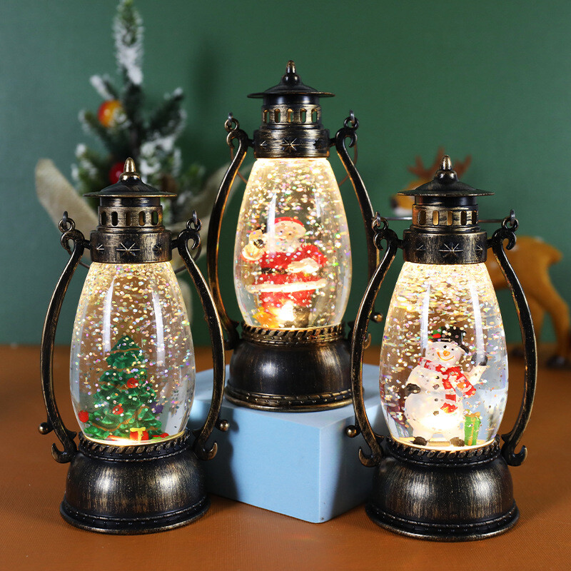 Christmas Lighted Lantern Snowing Globe Decorative Ornaments Lighted Lamp Light