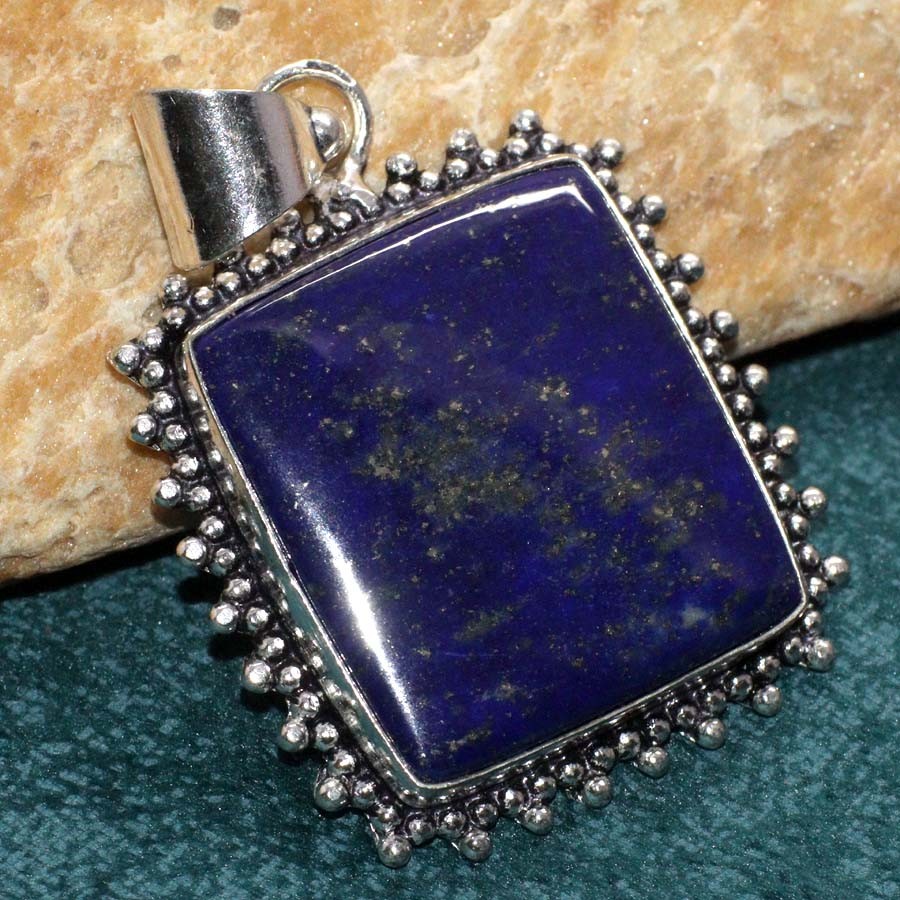Exclusive Lapis Lazuli 925 Silver Plated Limited Edition Pendant 1.8 Inch Jewelry Gift JW