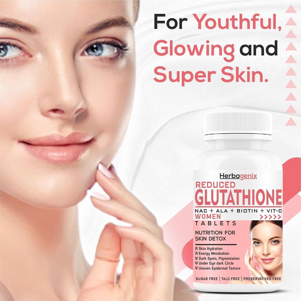 Glutathione Tablets For Skin Whitening Hyaluronic Acid, Collagen Supplements 60c