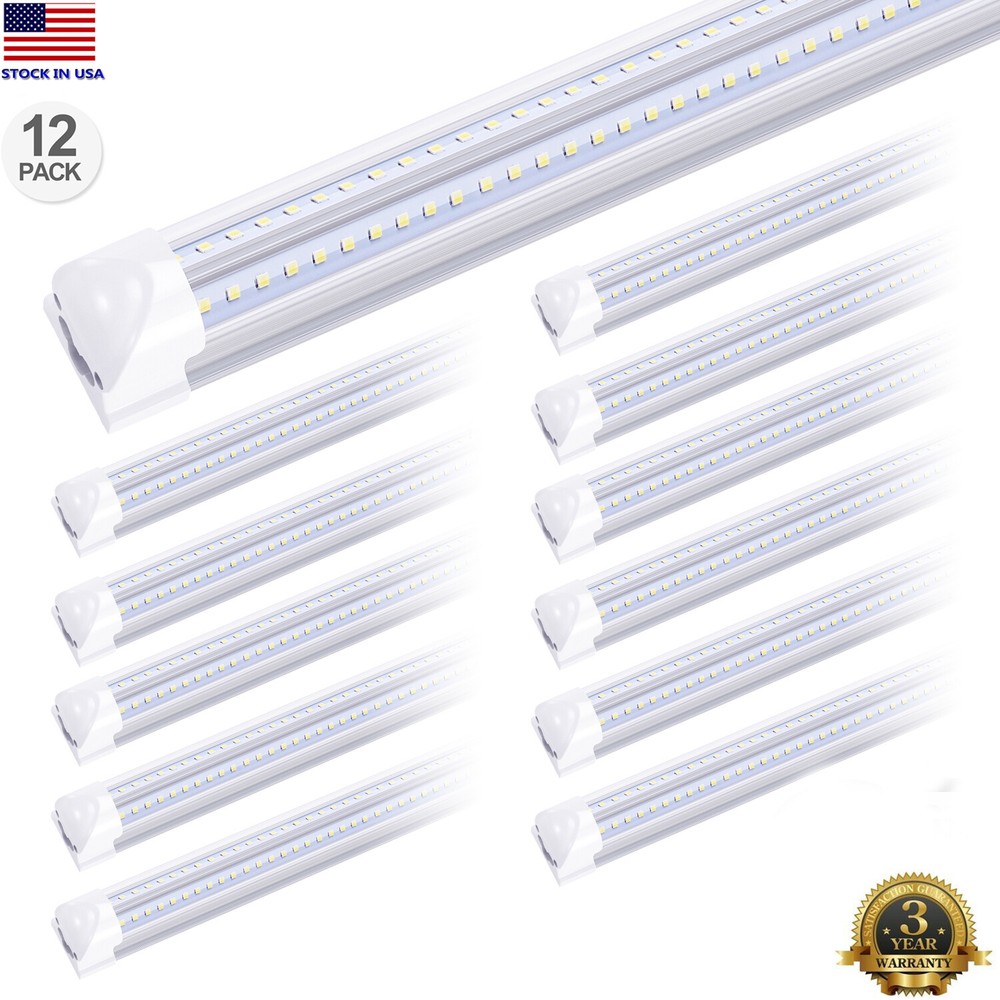 12Pack 8 Foot Led Tube Light 8FT 72W T8 Integrated 8' Led Shop Light Warehouse
