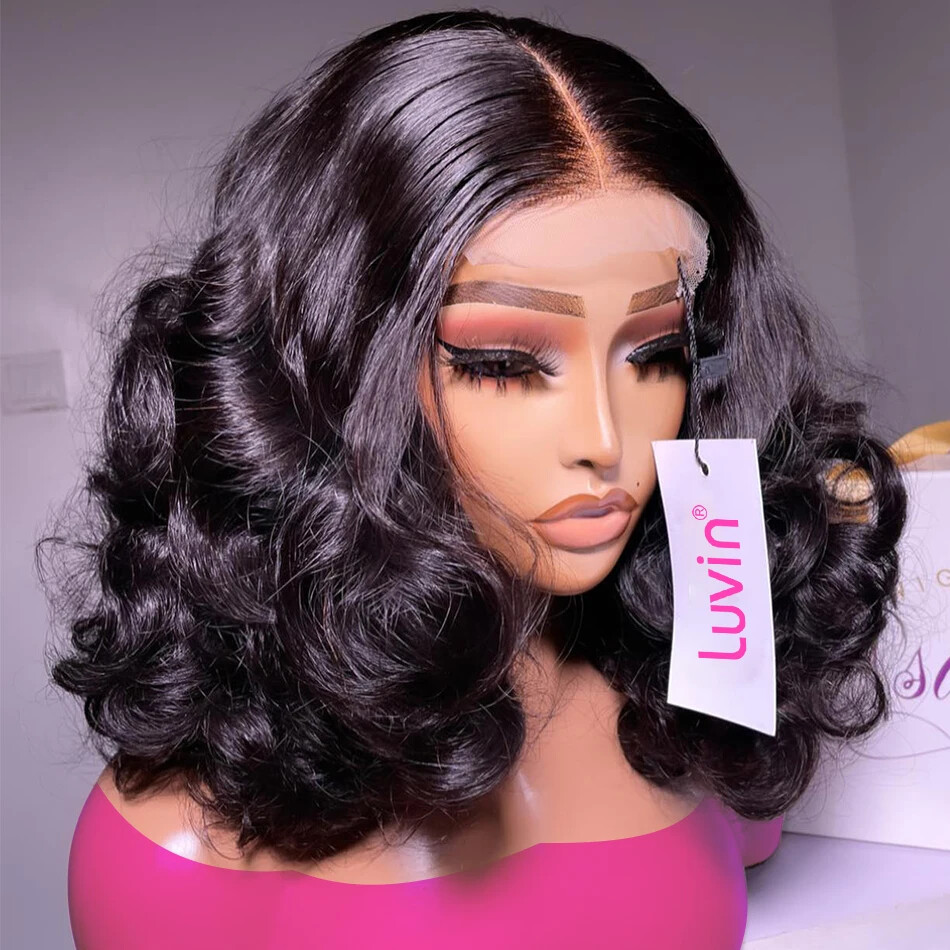 Glueless Human Hair Lace Closure Bob Wig Body Wave Lace Transparent Front Wigs