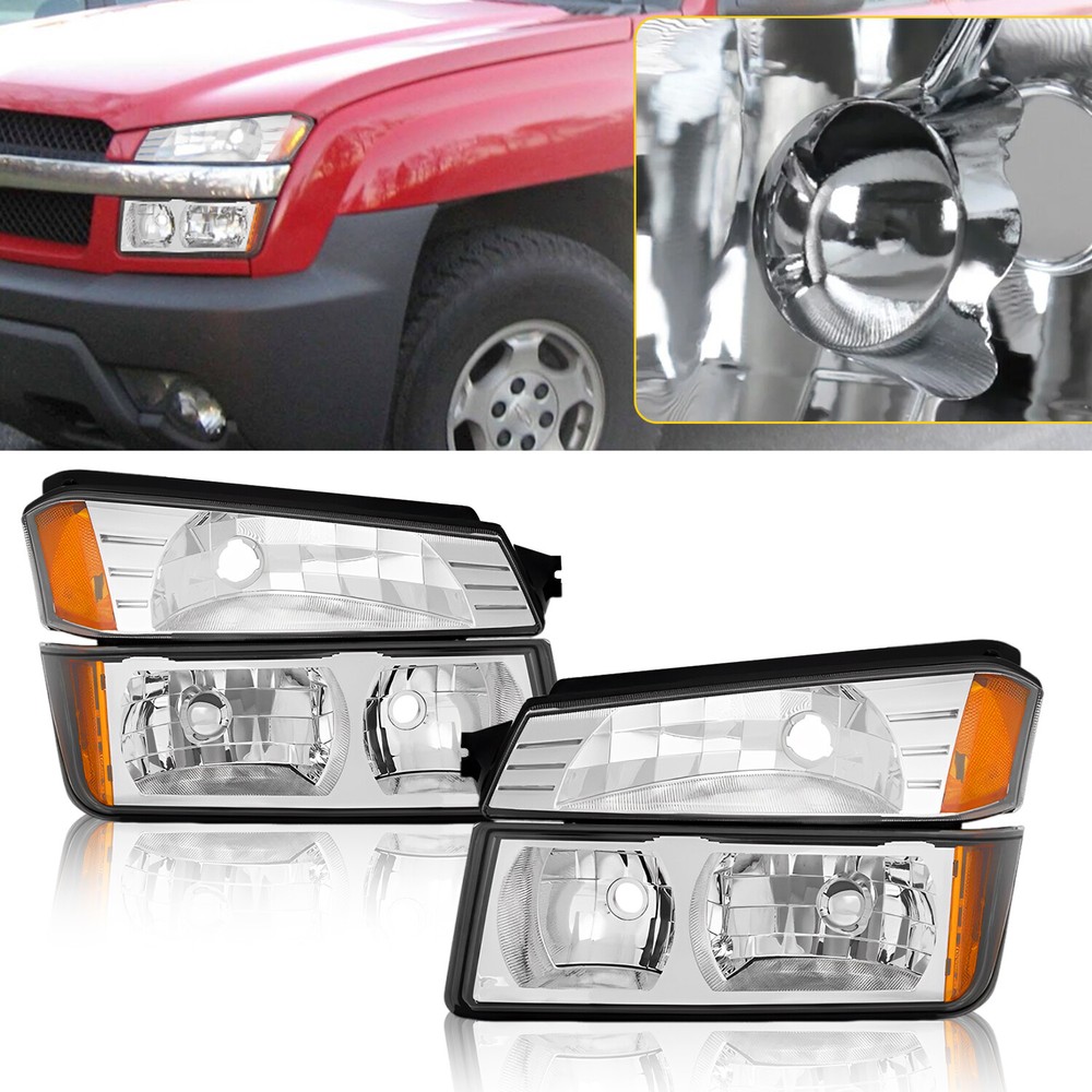 For 2002-2006 Chevy Avalanche Replacement Headlights Assembly Pair Clear Lens
