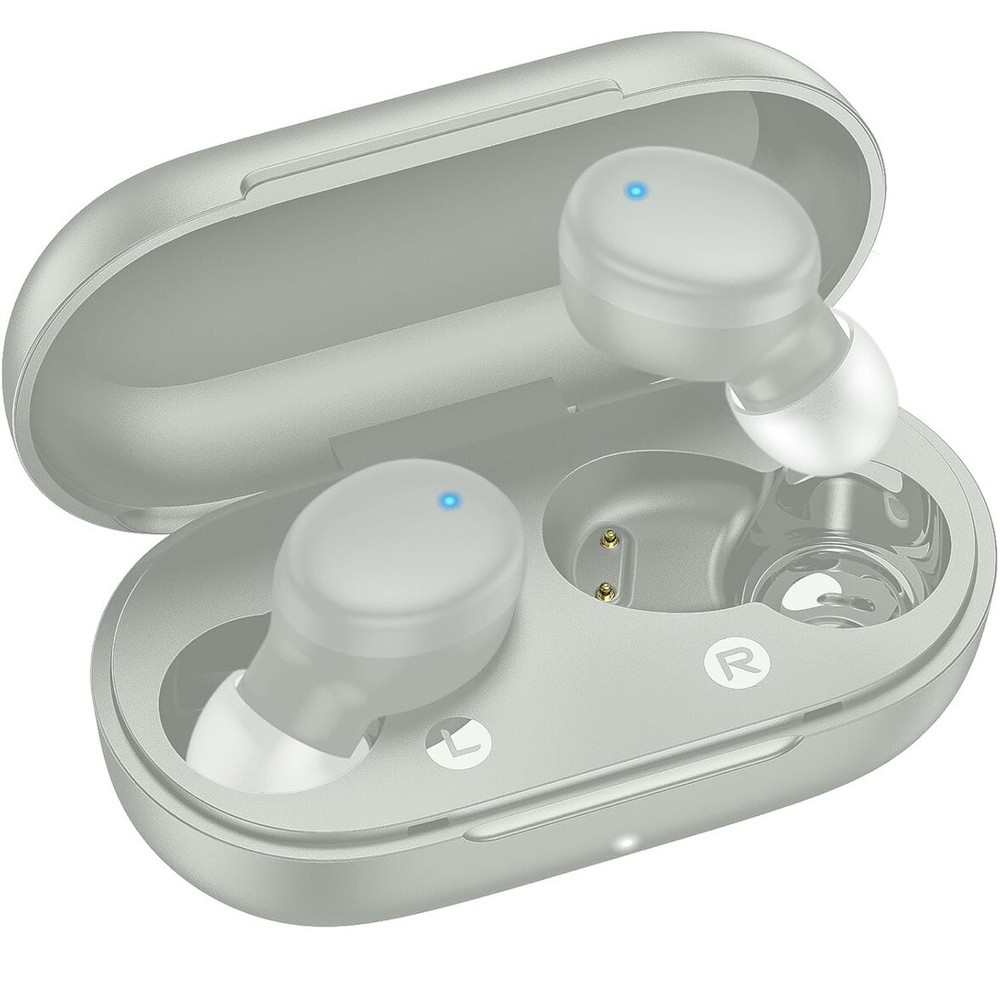 Bluetooth 5.3 Wireless Earbuds with Deep Bass and Mic in Lightweight Light Green Design