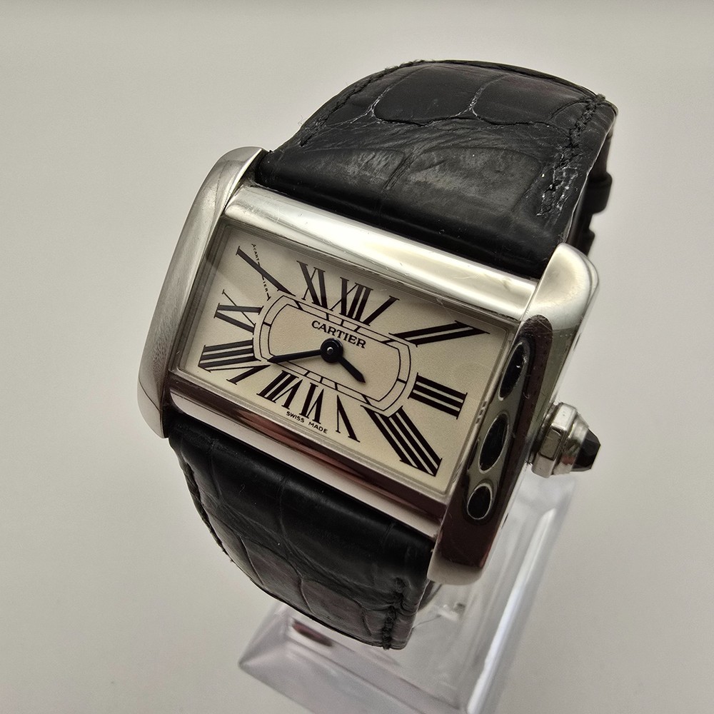 Swiss Cartier Tank Divan 2599 Stainless Steel Ladies Quartz Watch