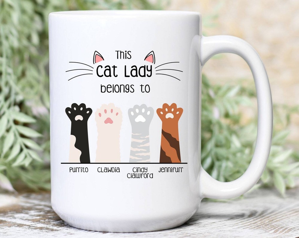 Custom Cat Mug Cat Obsessed Friend Gift Cat Mom Gift Cat Name Paw Mug Cat Lady