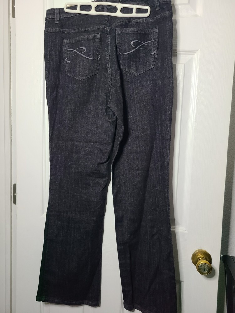 Style & Co. Straight Leg Sz 14W Black Denim Jeans High Rise, 14W, EUC