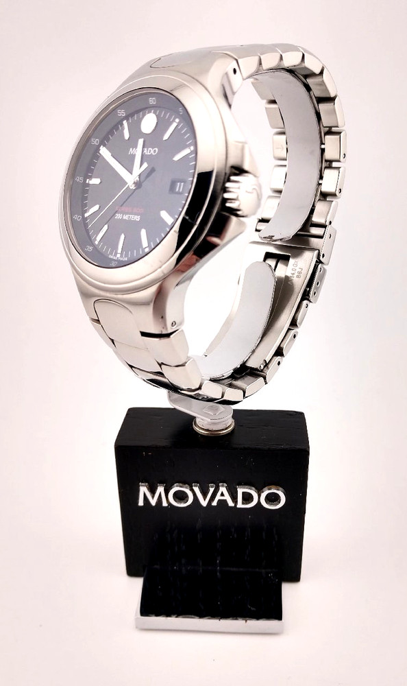 Movado Men's Series 800 SS W/Black Dial; Model #84.C2.1896 ~ Excellent