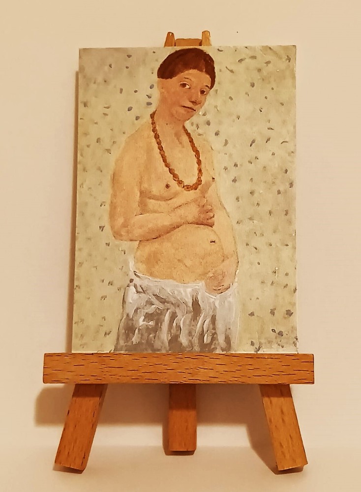 Self-Portrait Wedding 1906 ACEO Hand PAINTING by Ray Dicken a Paula Becker