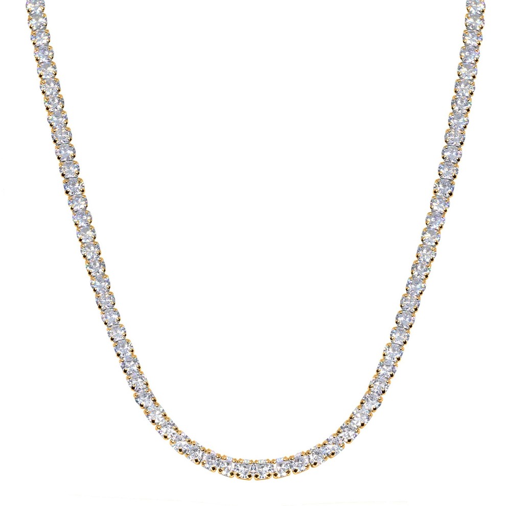 18K Gold Plated CZ Round 4MM Tennis Choker Necklace 18 Inches