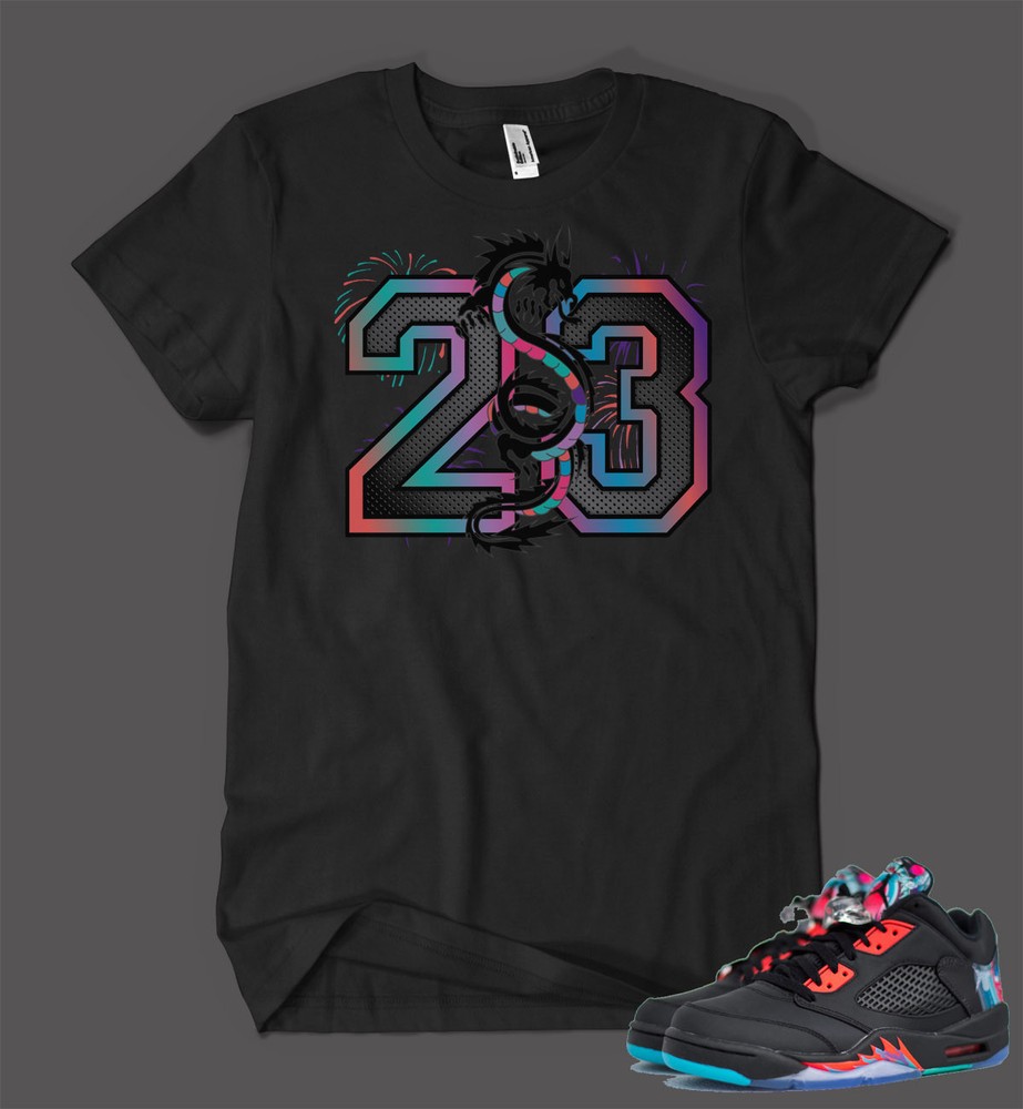 Sneaker Tee Shirt to Match Air Jordan 5 Low CNY Big Tall Small Hip Hop Style-image