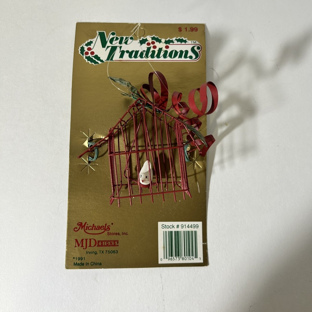 Vintage New Traditions Michaels Little Bird in Cage Christmas Tree Ornament