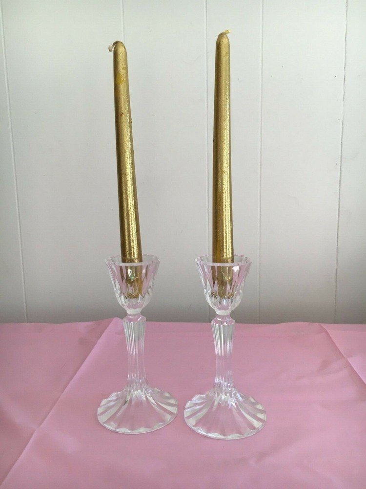 24 Count Lead Crystal 7 Inch Etched Candleholders