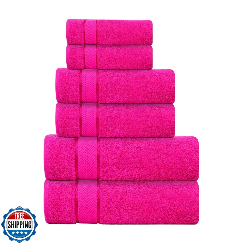 CRAFTBERRY 6-Piece Cotton Bath Towel Set with 2 Bath 2 Hand and 2 Washcloths