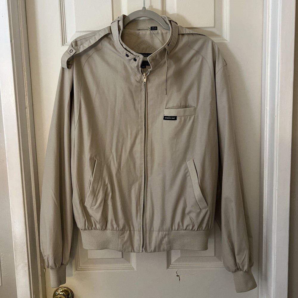 Members Only Mens Beige Full Zip Jacket Size 44-image