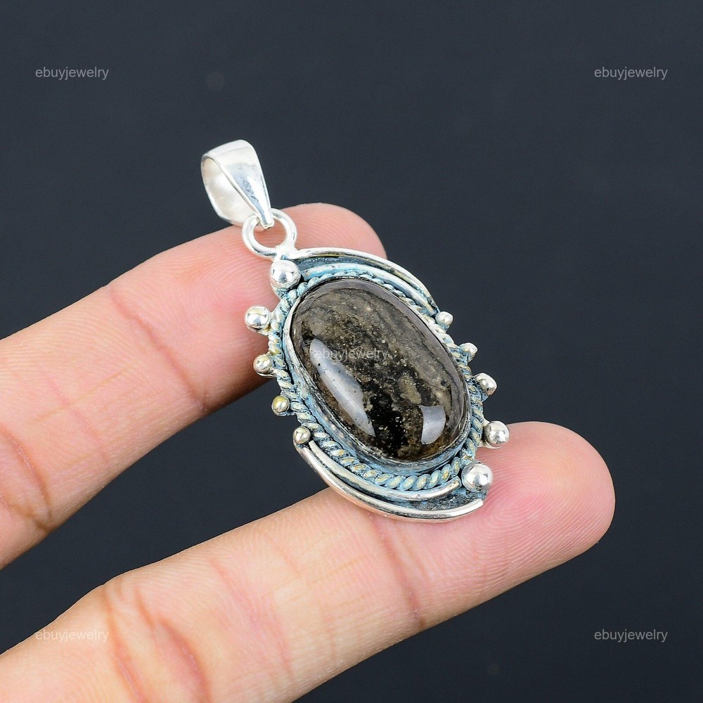 Mothers day Sale 925 Silver Honey Dendrite Opal Gemstone Unique Pendant Jewelry-image