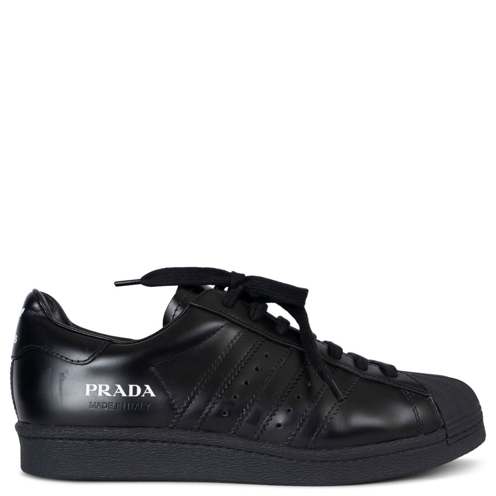 PRADA x ADIDAS Core Black Leather 2020 SUPERSTAR Sneakers Size 38.5