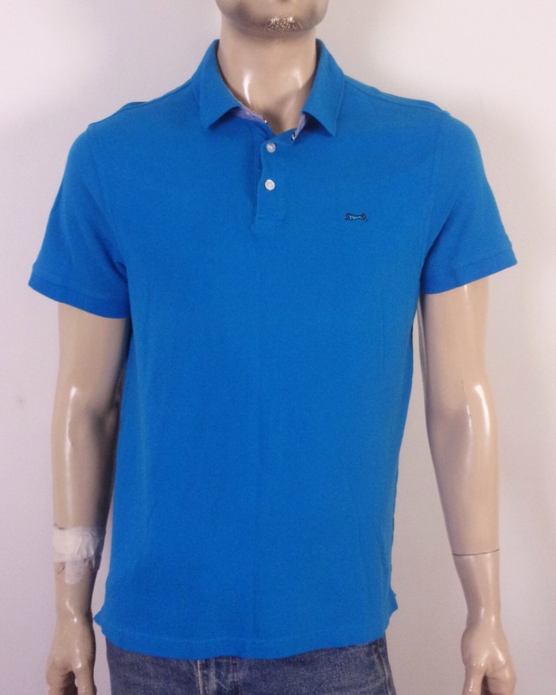EUC Le Tigre Blue Polo Shirt Pique Tiger Logo Animal SZ L