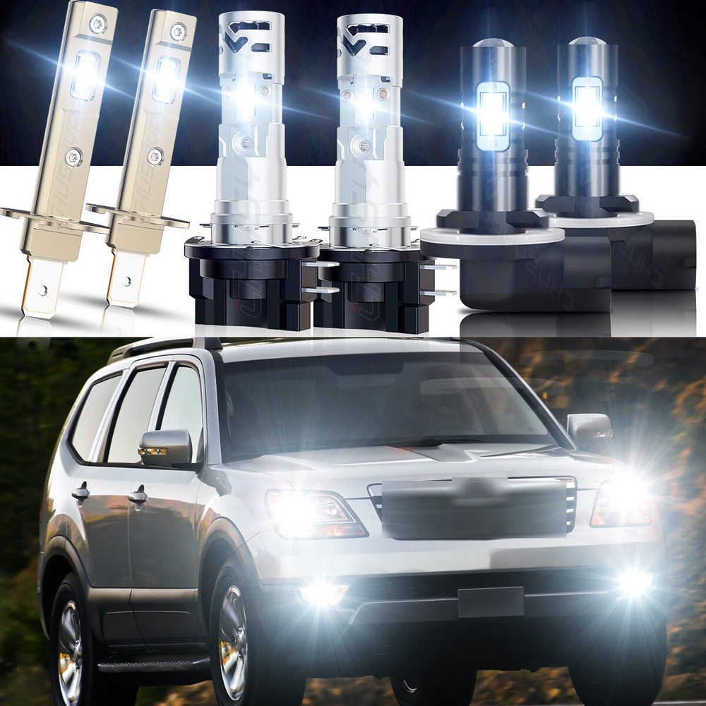 For KIA Borrego 2009 2010 2011 -LED Headlight High/Low Beam + Fog Light Bulbs