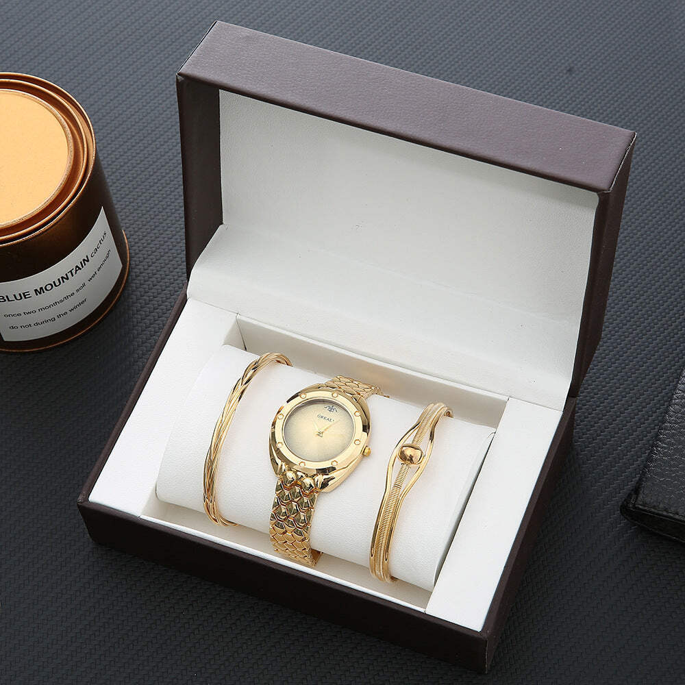 Elegant Alloy Ladies Quartz Bracelet Watch with Round Dial and Waterproof Design