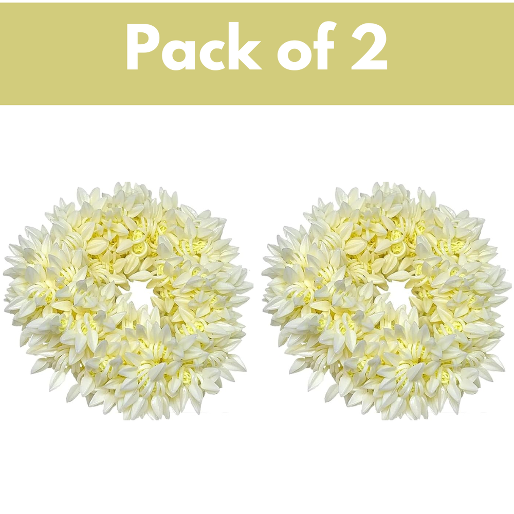 Temperia White Mogra Gajra Hair Accessories for Women Girls 2 Pcs