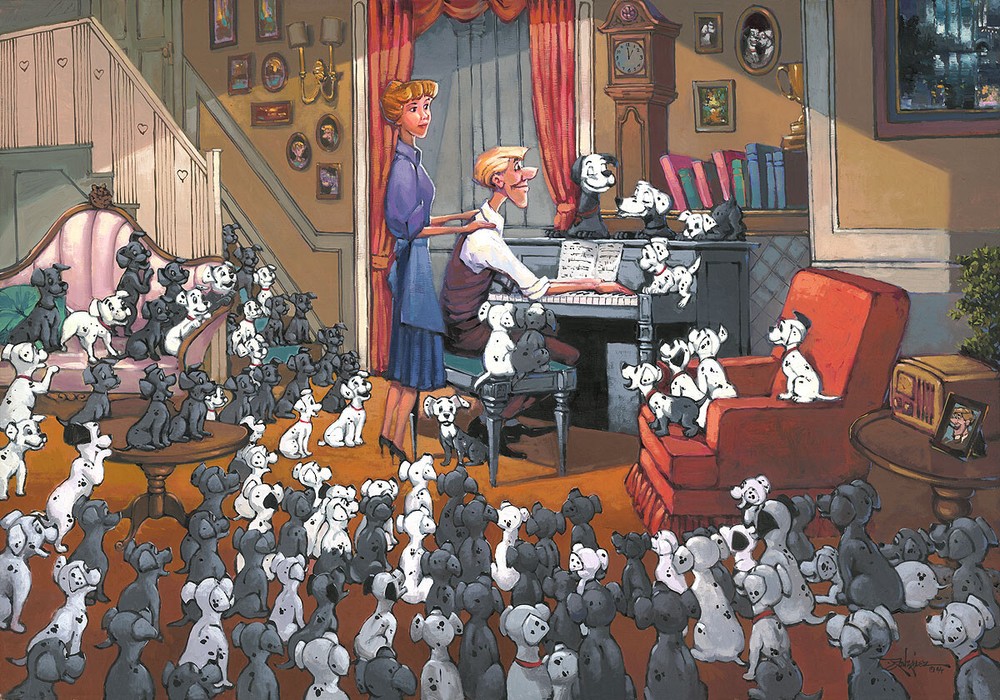 101 Dalmatians Disney Signed Art by Rodel Gonzalez Limited Edition Family Gathering 30