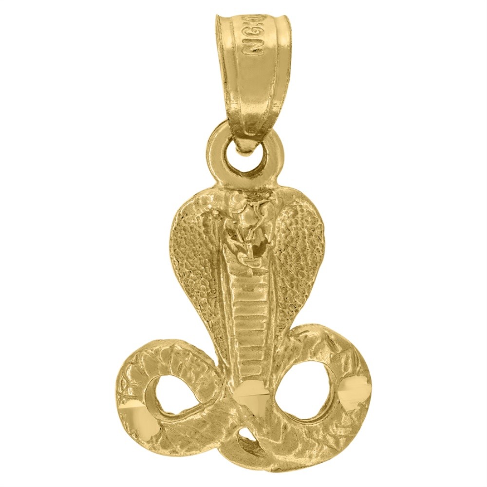 10K Yellow Gold Womens Mens Cobra Snake Animal Charm Pendant 0.8gm