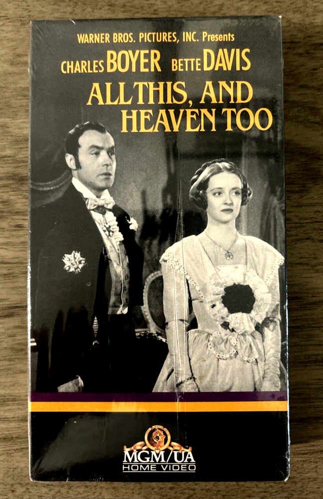 Classic- All This and Heaven Too: Bette Davis/Charles Boyer VHS 1987 New Sealed!