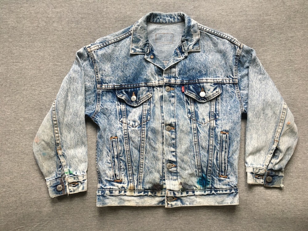 VTG LEVI'S ACID WASH DENIM JACKET S 80s TRUCKER CROPPED STONEWASH JEANS RARE