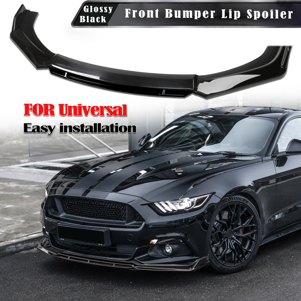 For Ford Mustang Glossy Black Front Bumper Lip Spoiler Splitters Body Kit