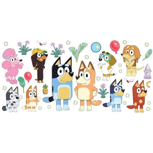 Matte Vinyl Peel and Stickers Wall Decals Decor, Bluey Family and Friends Brown