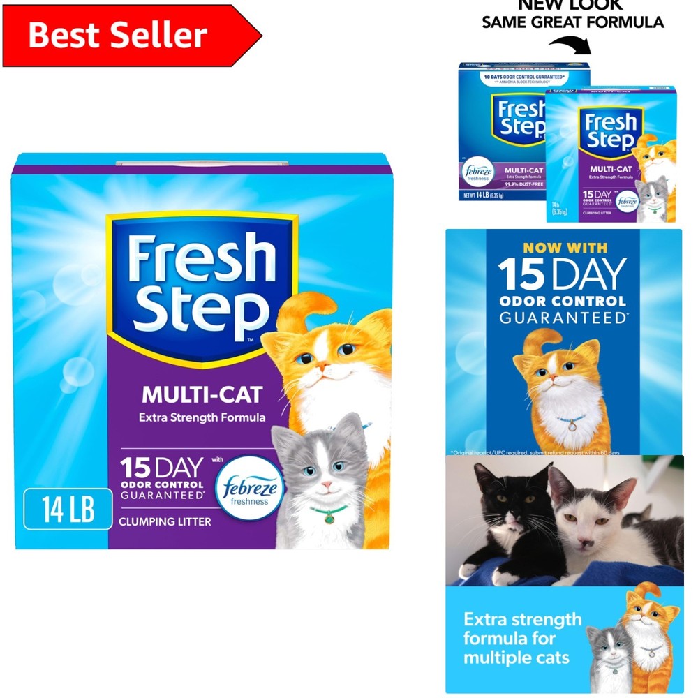 14 lb Multi-Cat Clumping Litter with Activated Charcoal – 15-Day Odor Control