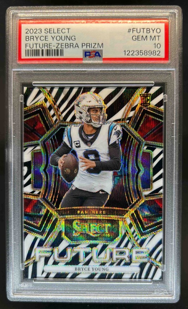 2023 Select Bryce Young Future Prizm SP Zebra RC #FUT-BYO Panthers PSA 10
