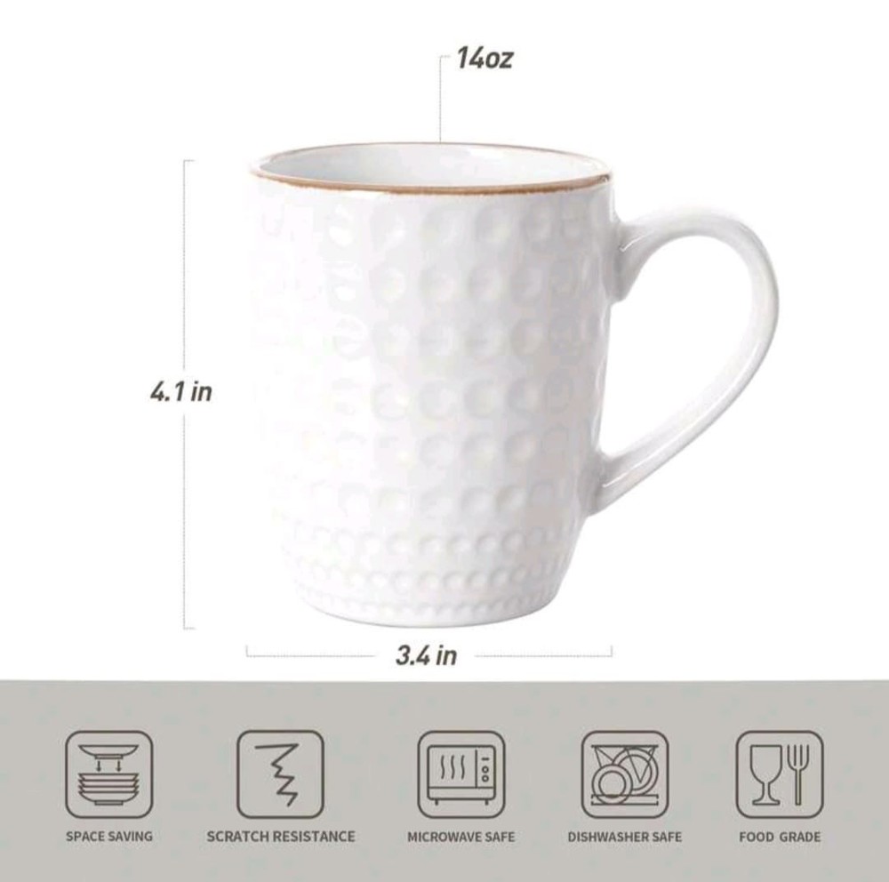 Premium Stoneware Coffee Mugs Set Durable Elegant Tea Cups Microwave Safe