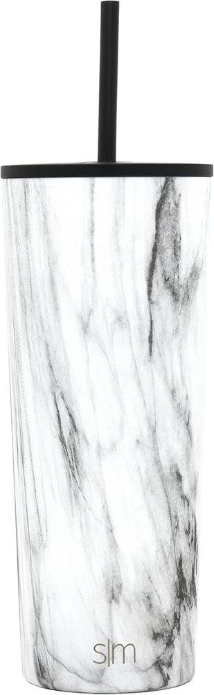 Insulated Tumbler with Lid and Straw | Iced Coffee Cup Reusable Stainless Steel