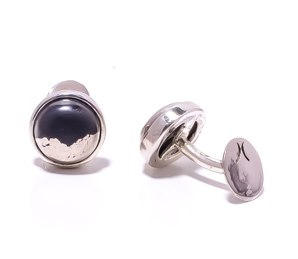 Pyrite Gemstone 925 Sterling Silver Bali Cufflinks for Men T76