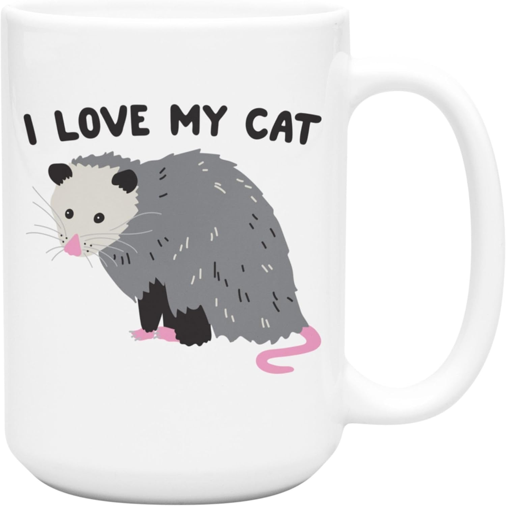 Possum Coffee Mug - Funny Mug & Cat Mug, Double-Sided Print Ceramic Coffee Cups,
