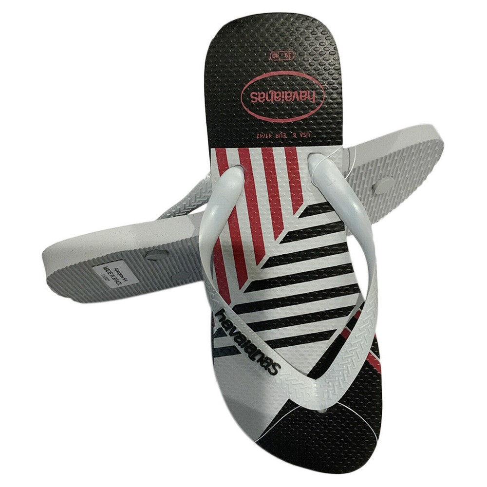 MSRP $29.99 NWT HAVAIANAS MEN'S LIGHT GRAY BLACK BEACH THONG FLIP FLOPS SANDALS
