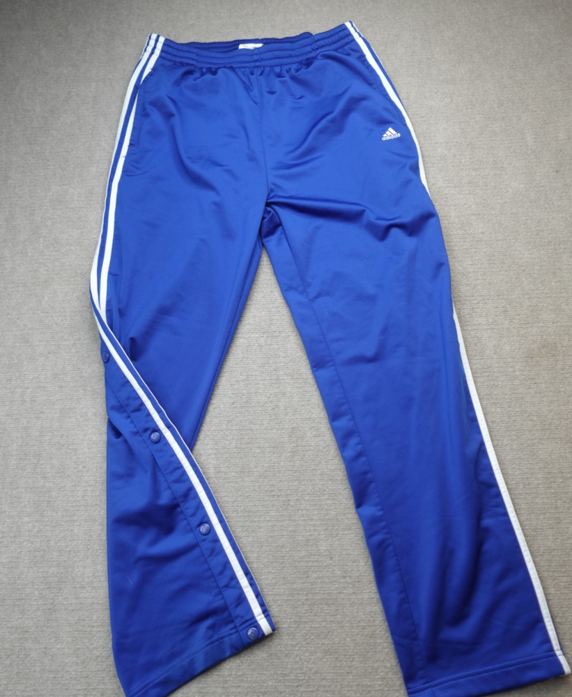 Vintage Adidas Pants Large Blue Tear Break Away Satin Y2K Embroidered 2001