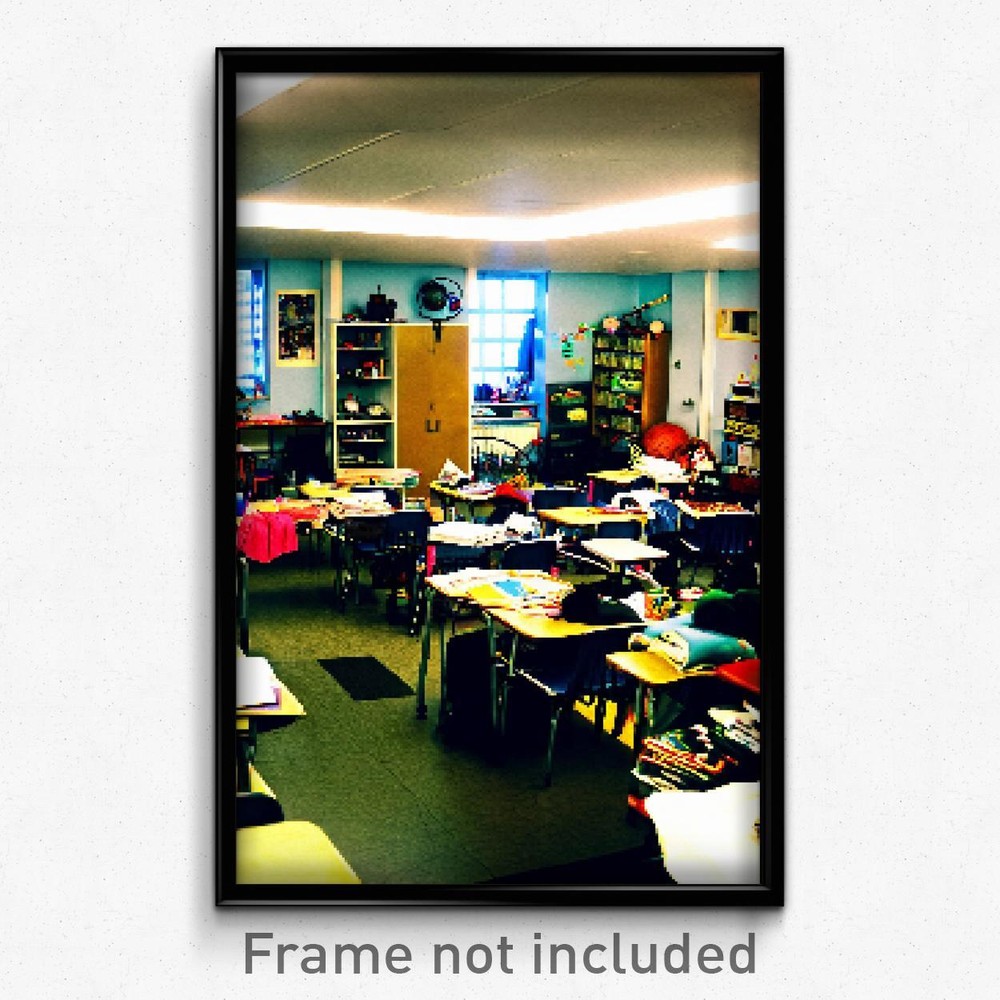 Pixel Art Poster - Cluttered Middle School (8 Bit Psychedelic Video Game Print)