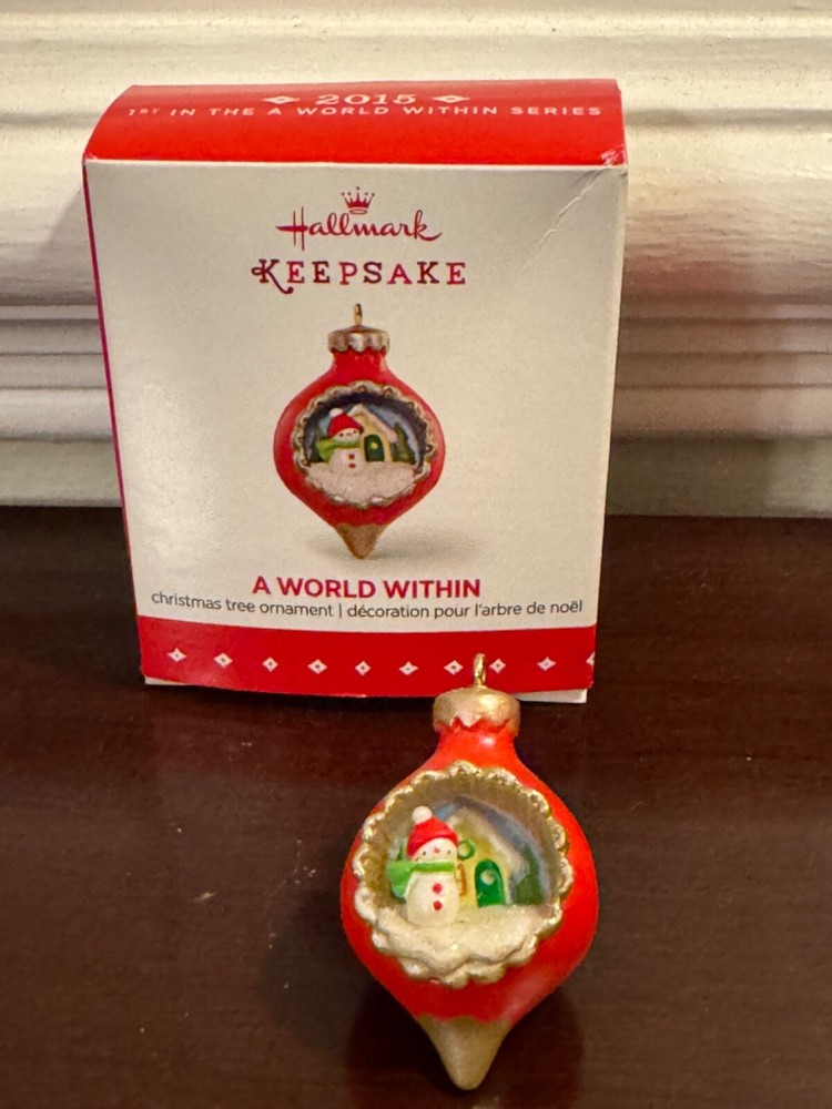Hallmark 2015 A World Within snowman miniature series Christmas Ornament