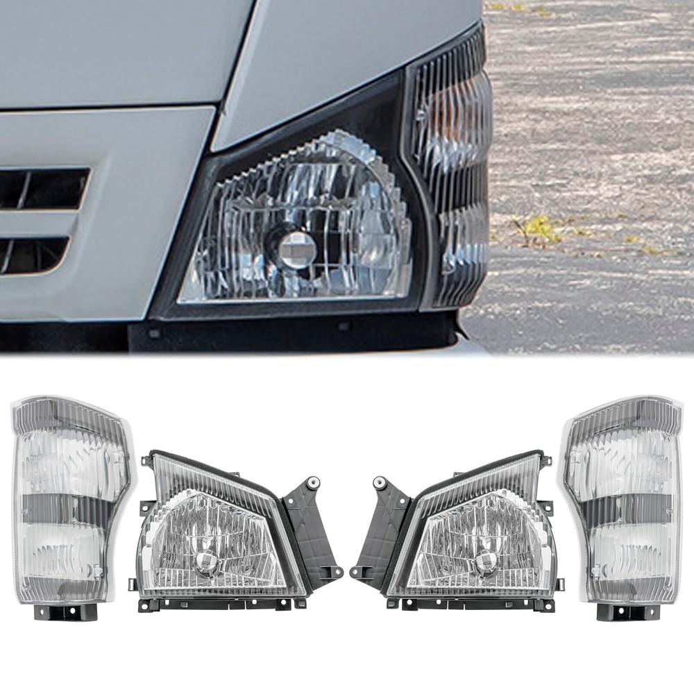 For 2004-2007 Isuzu NPR NQR/05-07 GMC W-4500 Headlights+Corner Lights Set 4Pc