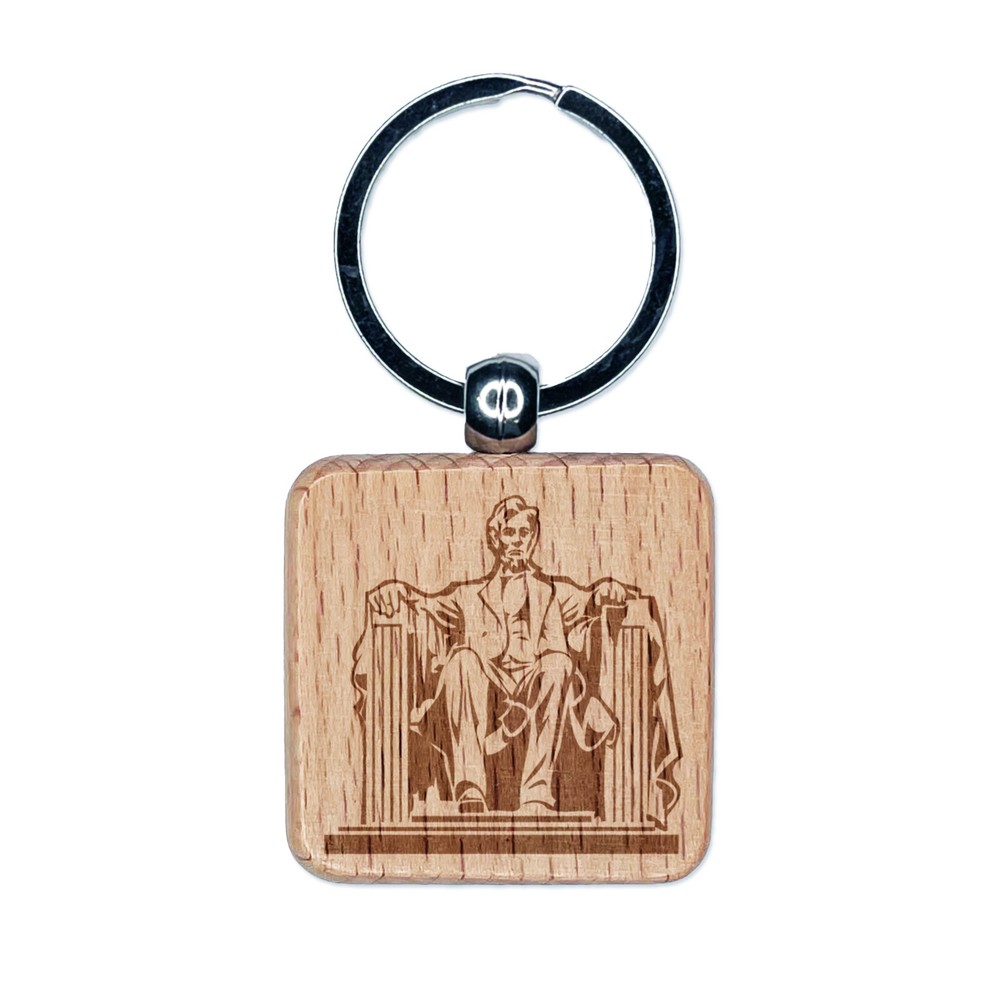 Lincoln Memorial USA Landmark Engraved Wooden Keychain  