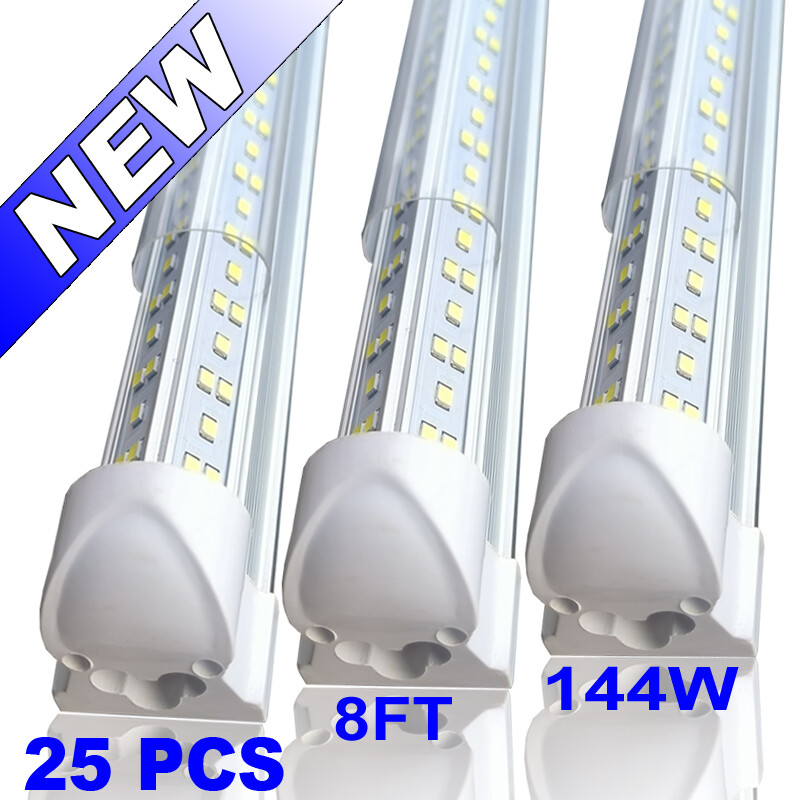25-PCS T8 8ft LED Tube Light Bulb 144W LED Shop Light Fixture 6500K Super Bright