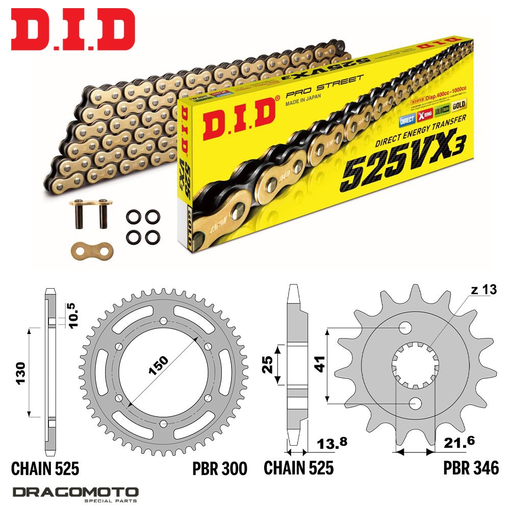 Honda XL-V TRANSALP (XL650V) 650 2000-2007 Chain Crown Sprocket Kit DID 525V...