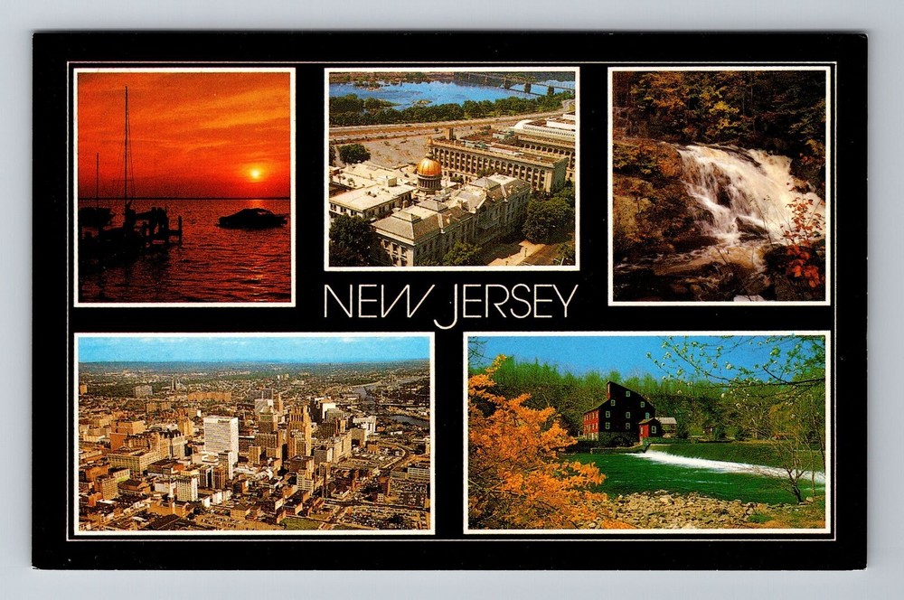 NJ-New Jersey The Garden State, Five Scenic Points Of Interest Vintage Postcard