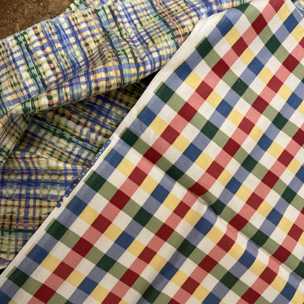 Outdoor Fabric Upholstery Plaid Pair Medium Weight