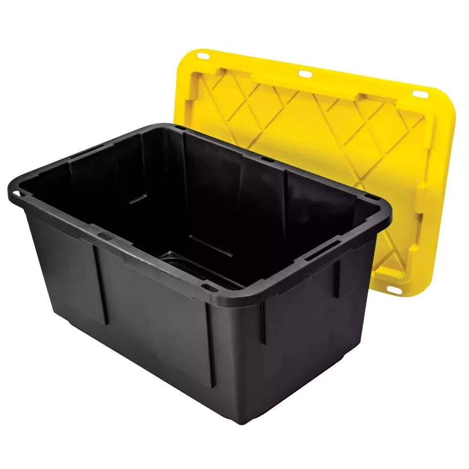 27 Gal. Tough Storage Tote in Black and Yellow - FREE SHIPPING USA