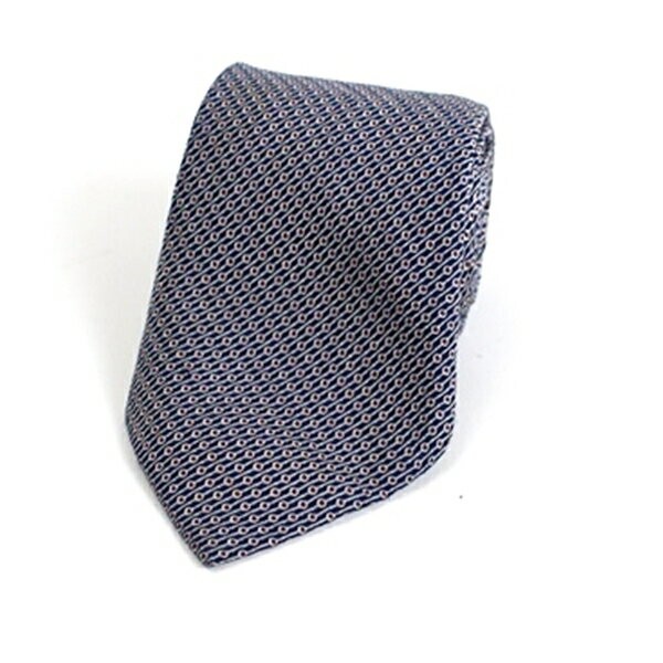 HERMES Necktie Tie All over small pattern Navy White Made in France 100% Silk