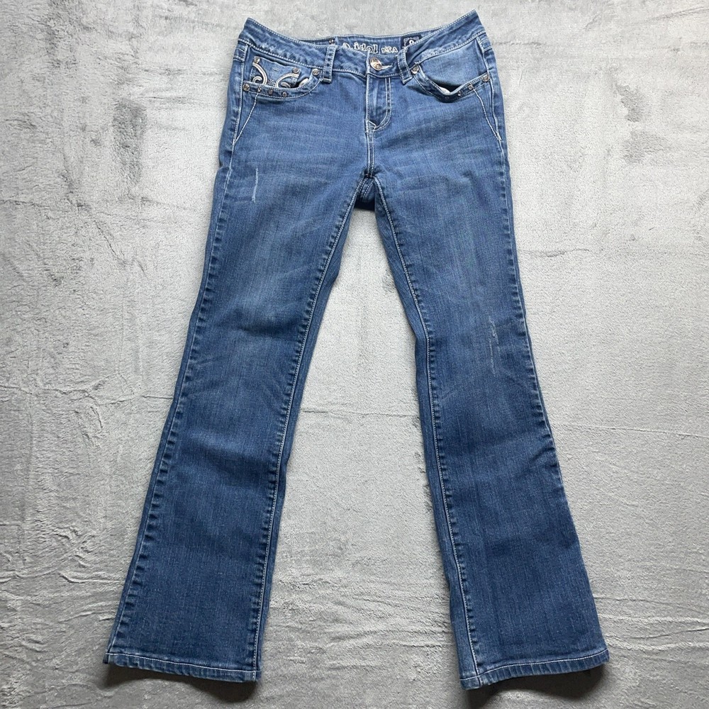 LA IDOL USA Women's Bootcut Jeans Size 9 Studded Thick Stitch 31x34