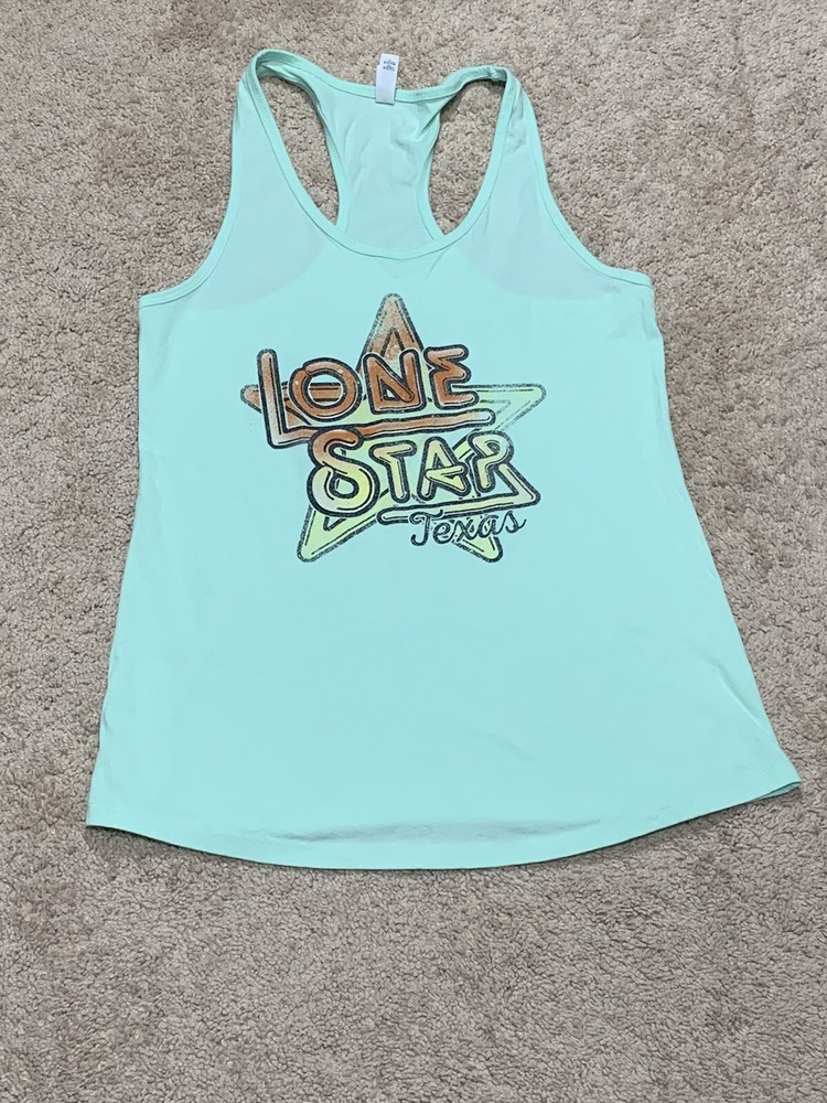Womens Lonestar Texas Tank Top Size XL Green Lightweight Racerback Top